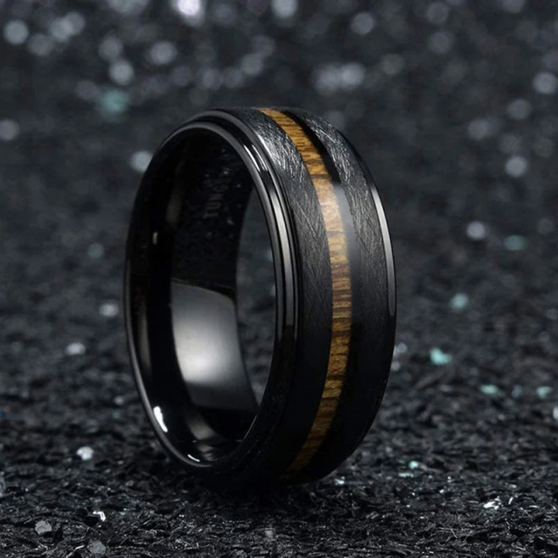 Bague Homme Noir Grain de Bois