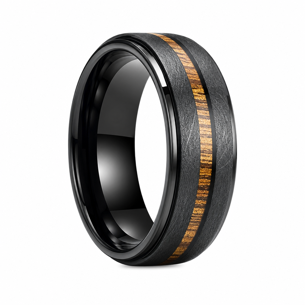 Bague Homme Noir Grain de Bois
