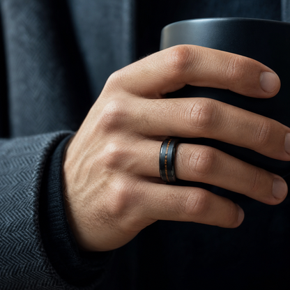 Bague Homme Noir Grain de Bois