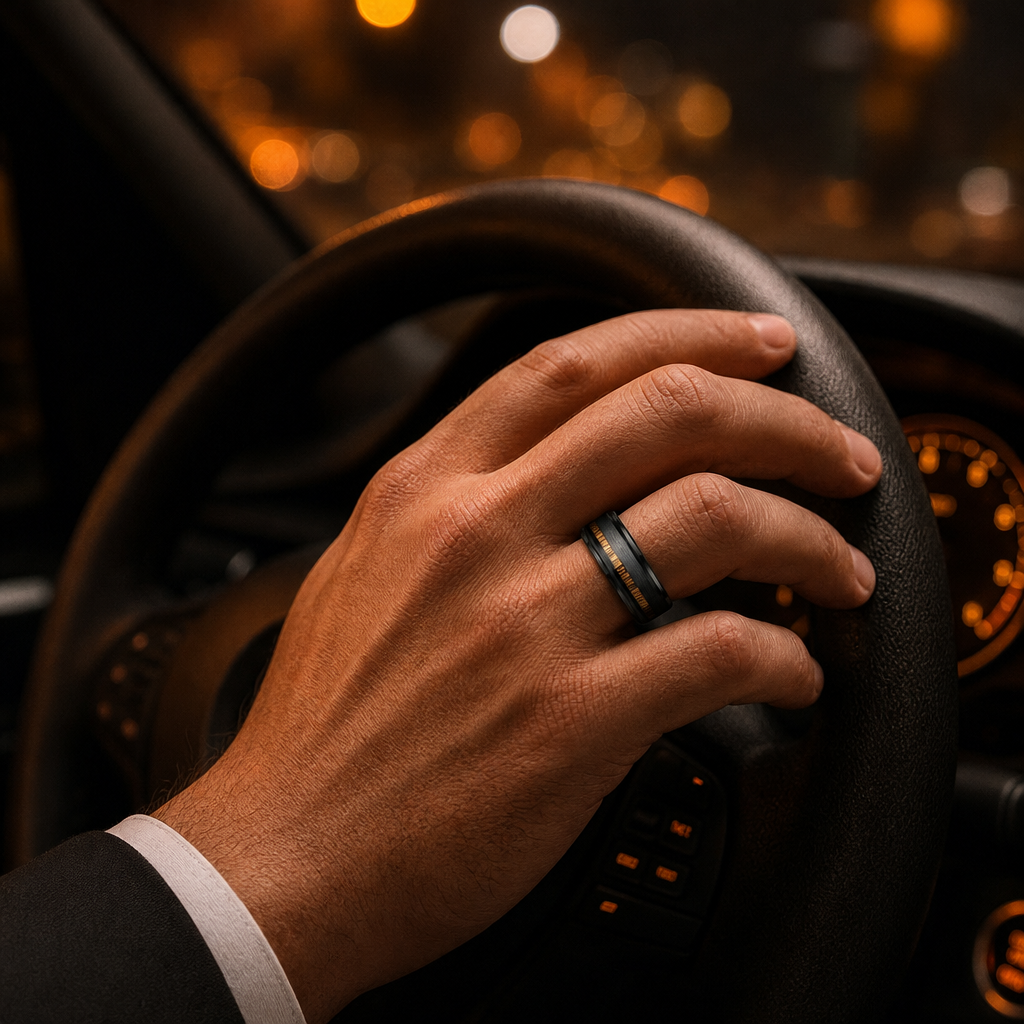 Bague Homme Noir Grain de Bois