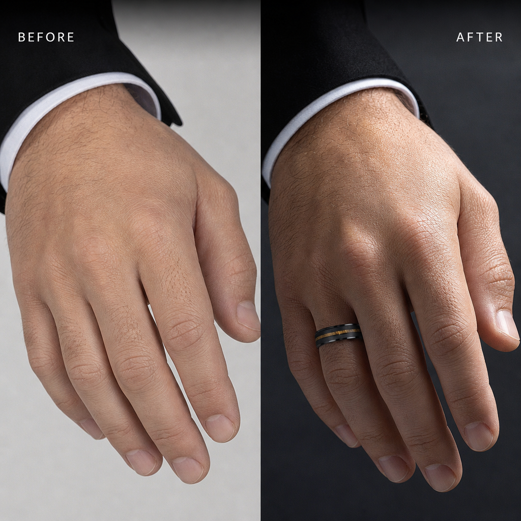 Bague Homme Noir Grain de Bois