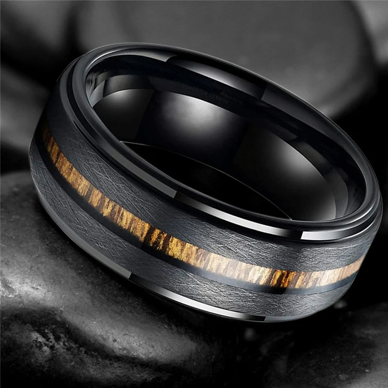 Bague Homme Noir Grain de Bois