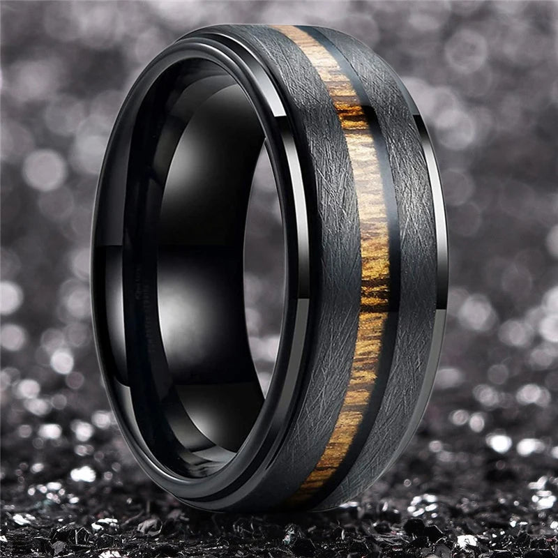 Bague Homme Noir Grain de Bois